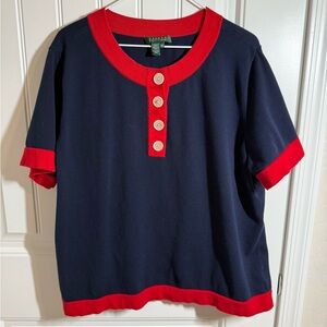 Lauren Ralph Lauren Women’s Navy and Red Shirt Size 3X